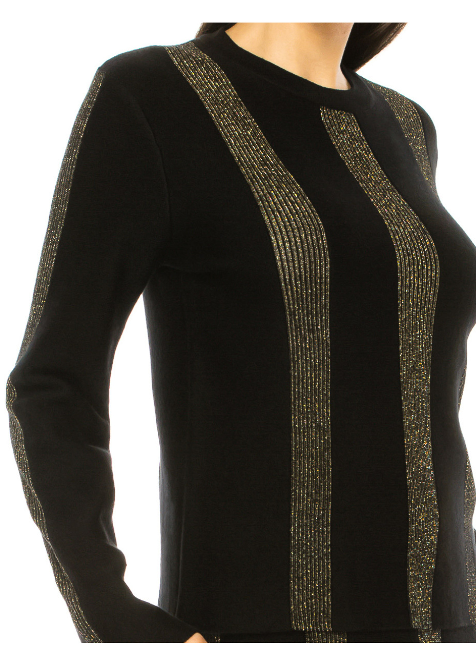 Metallic Red Green Gold and Black Striped Sweater main image 1